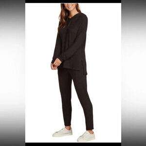 Max & Mia Women's 2 Piece Live In Lounge Set Pullover Hoodie Small Black
